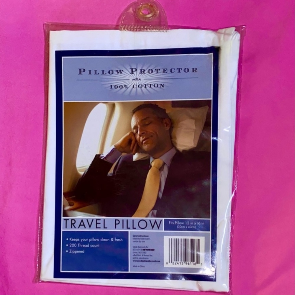 100% Cotton Pillow Case Protector Bed Bath & Beyond White Travel Sleep Zip NEW